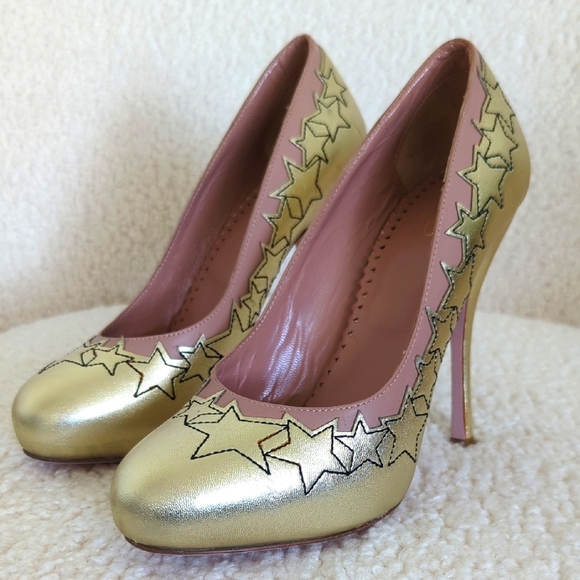 Red Valentino Gold Star-Embellished Women's Heels - Picture 1 of 12